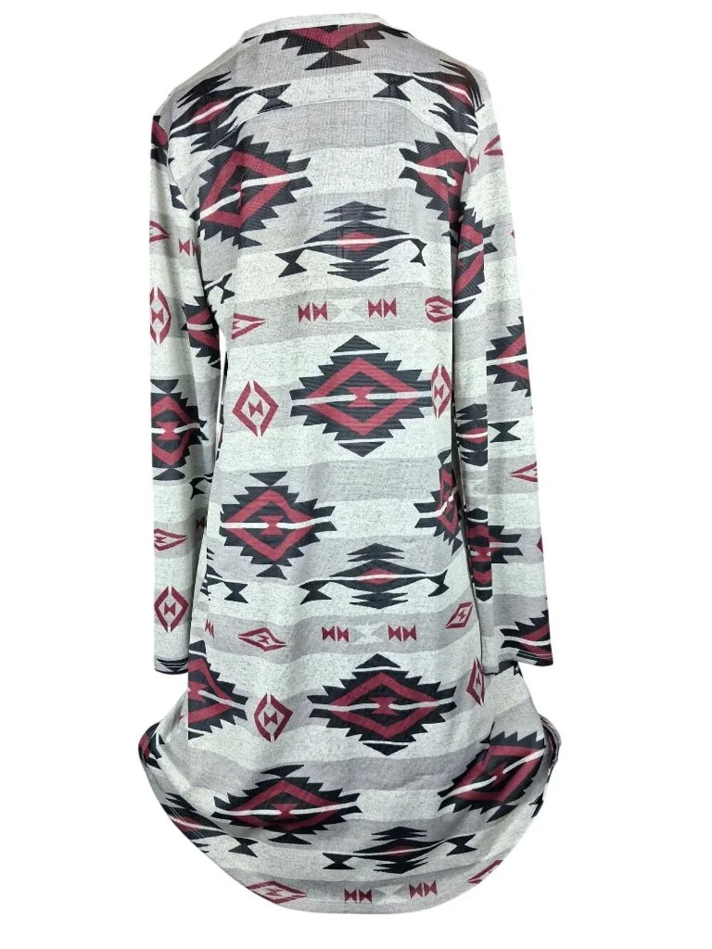Living Doll Los Angeles Large Tribal Aztec Style Cardigan Sweater High-Low Hem - Picture 2 of 12